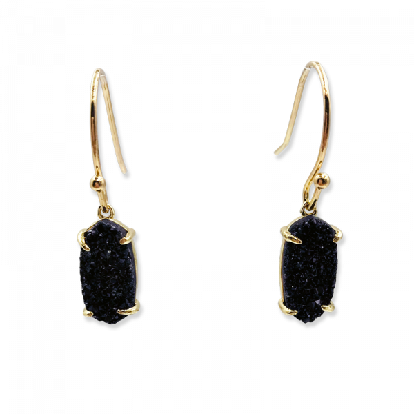 Petite Oval Midnight Drusy Earrings