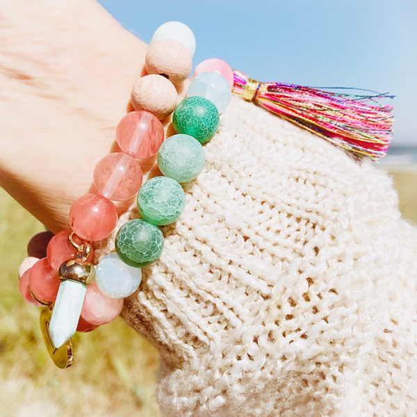 Pink Rosewood Beaded Bracelet