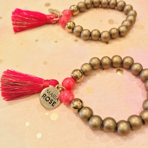 Pink & Gold Tassel Bracelet