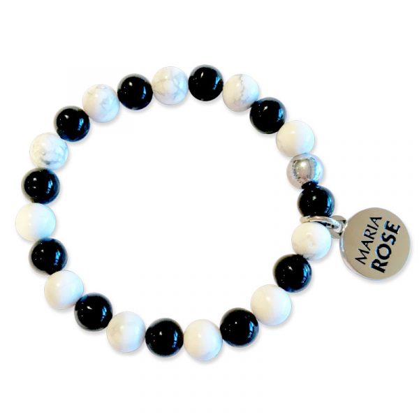 Onyx and White Beaded Bracelet Set