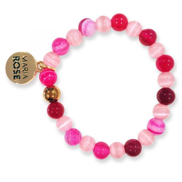 Pink and White Beaded Bracelet Set